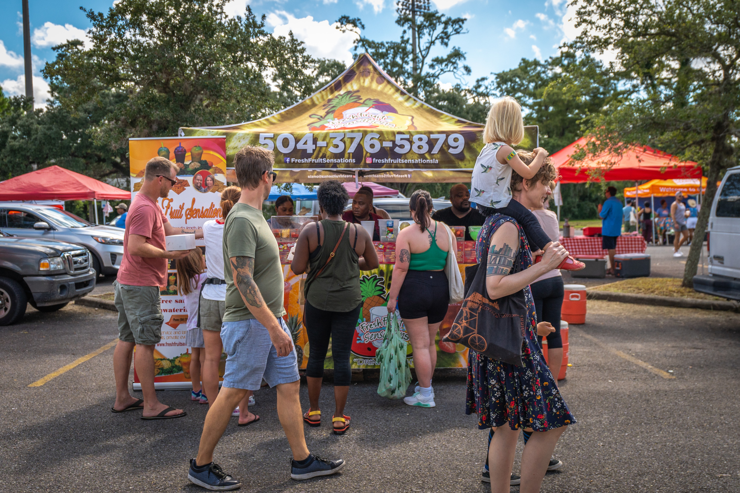 People at a booth